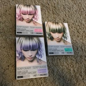 3 boxes of temporary hair color Purple Pink Teal